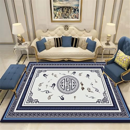 Tapis créateur bleu 120x200 cm aux finitions soignées pour sol - 2