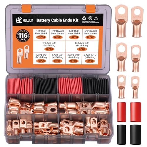 Filluck 116PCS Battery Cable Ends Kit