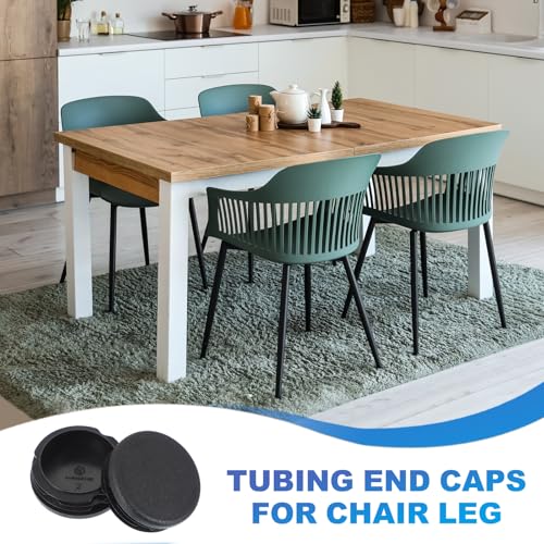 Image of PATIKIL 1-3 /4 Inch Plastic Tubing End Caps, 10 Pcs Round Hole Plug Insert for Round Iron Pipe Chair Leg Table Bookshelves Patio Furniture, Black