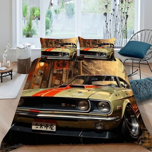 Housse de couette double 200x200cm microfibre imprimé 3D pour lit ado sans pli
