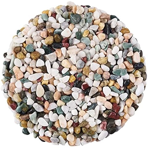 JeeMooTown 1.8kg(3.96lb) Colorful Decorative Stones for Plant Pots, 6-9mm Fish Tank Stones Aquarium Stones, Small Aquarium Substrate Gravel, Natural Color, Non-dyeing, Safe for Water, Fish and Plant Cover