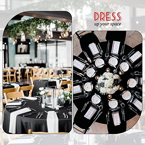 Mtreo 5 Pack Round Tablecloth 90 Inch Polyester Round Table Cloths Black Wrinkle Resistant Washable Polyester Table Cloth Decorative Fabric Table Cover For Wedding Party Restaurant Buffet Table #TOP6