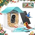 Bird Feeder with Camera Solar Powered,AI Identify Bird Species,2K HD Video Live Auto Capture Outdoor Backyard,Birdwatching,Ideal Gift for Family Birds Lovers(Blue)