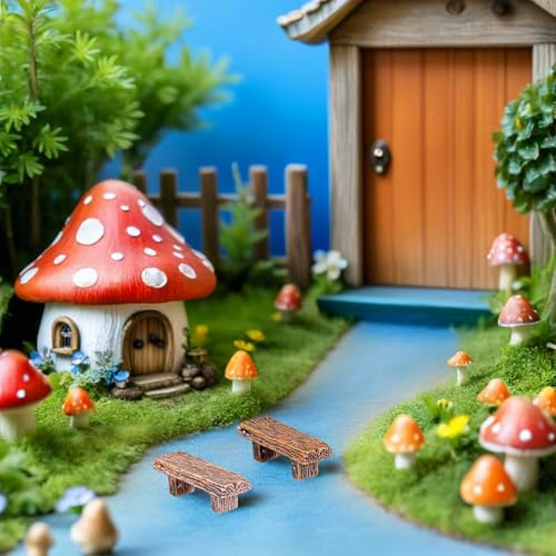 Banco miniatura de resina desmontable para decoración de bonsáis y jardines 6