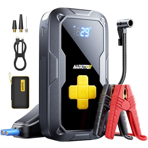AUXITO Portable Jump Starter with Air Compressor, 6000A Tire Inflator and Battery Jumper, 150PSI Fast Inflation, for All - Detailed View