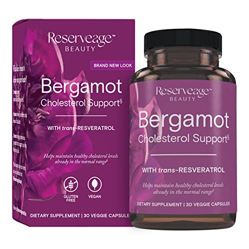 Reserveage Beauty, Bergamot Cholesterol Support with Resveratrol, Antioxidant Supplement for Cardiovascular Support & Heart Health, Vegan, 30 Capsules (30 Servings)
