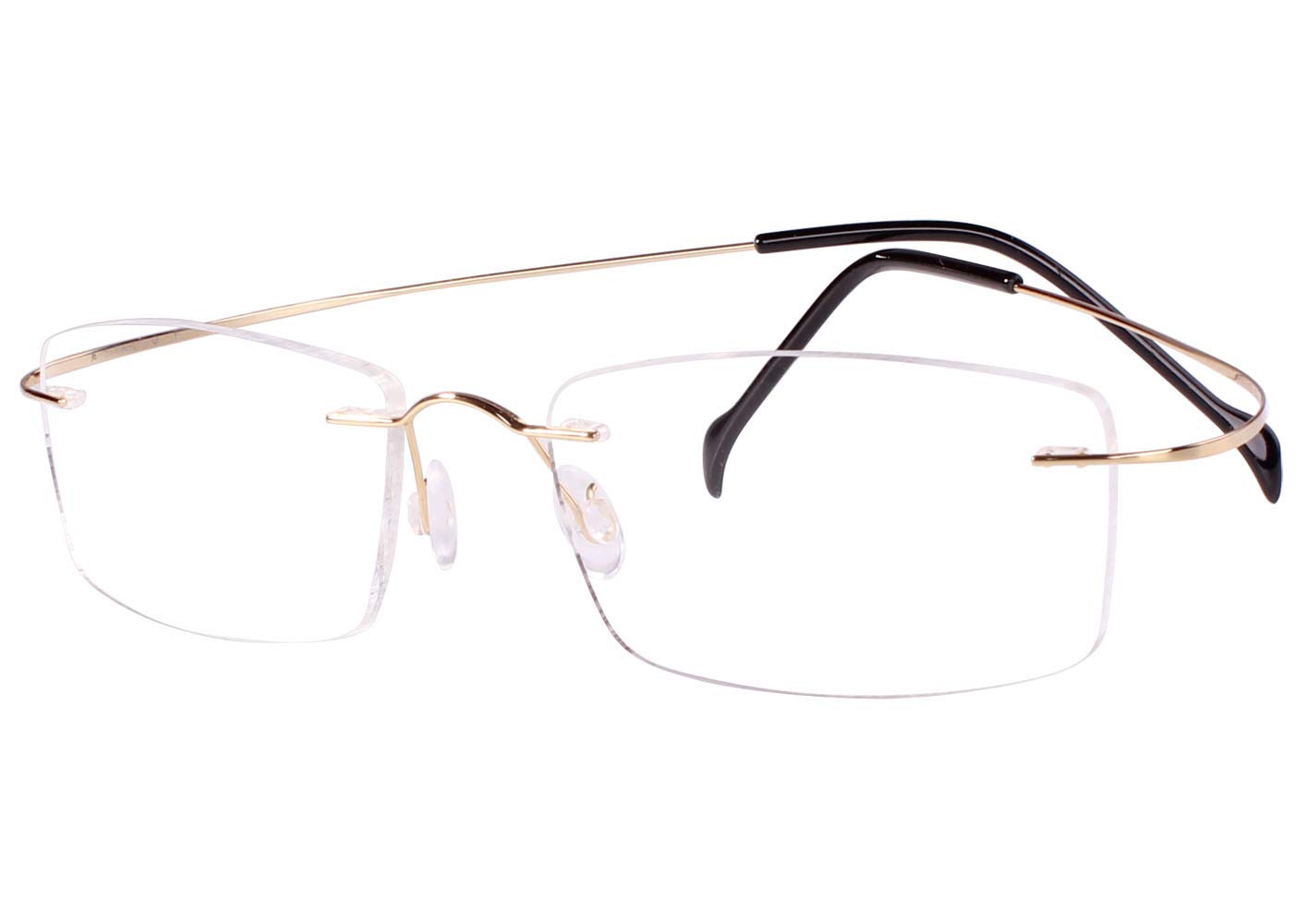 Agstum Pure Titanium Rimless Frame Optical Hingeless Eyeglasses for Men and Women (Gold, 55)