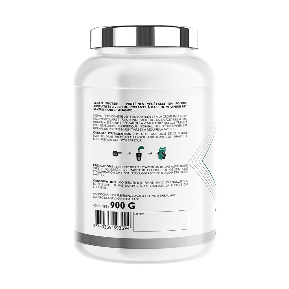 Superset Nutrition - 100% Vegan Protein (900g) - Mix de protéines végétales - A base de Pois, Riz, Coco et Citrouille + Vitamine B12 - La meilleure alternative à la whey classique - Amande et Vanille