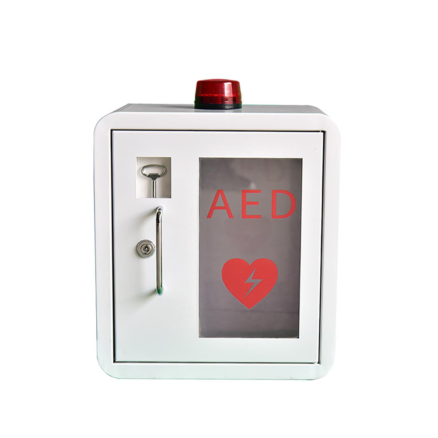 AED-Defibrillator-Aufbewahrungsschrank mit Schlüssel, wandmontierter Erste-Hilfe-Kasten aus Stahl für Zuhause, Pflege, Bus, öffentliche Orte – passend für die meisten AED-Modelle, Defibrillationsala