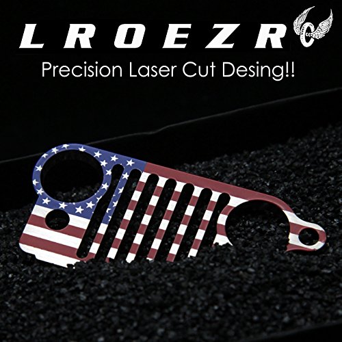 3D Font Grill Keychain Chain Key Ring for Jeep Driver Enthusiast Automotive Laser Cut 304 Stainless Steel Keyring By LROEZR (National Flag)