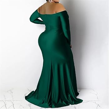 Off Shoulder Solid Color Long Sleeve Deep V-Neck Split Fork