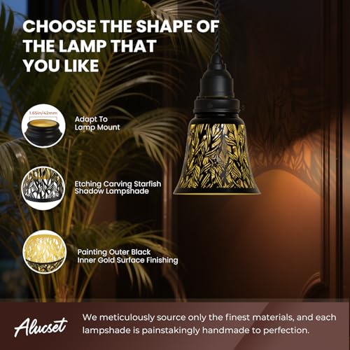 Image of Pendant Light Shades, 4 Pack Ceiling Fan Light Shade Replacements with 1-5 /8 inch Fitter, ALUCSET 4.72 inch Height and 4-3 /4 inch Diameter, Metal Bell Shaped Cover for Chandelier Pendant Light Wall Sconces
