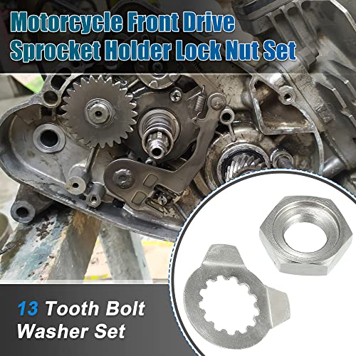 Motoforti 2pcs Front Sprocket Holder Lock Nut & Bolt Washer 13 Tooth For Yamaha 660R YFM660R 2001-2005 ATV 90179-18020 90215-21256 Metal Silver Tone - Image 3