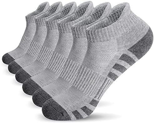 Airacker Athletic Running Ankle Socks, Low Cut Cushioned Performance Anti-Blister Tab Sports Socks for Men Women 6 Pairs