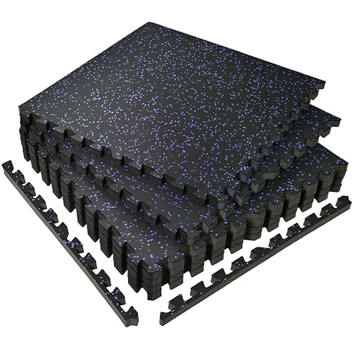 Image of SUPERJARE 0.56'' Thick 24 Sq Ft Rubber Top Gym Flooring for Home Gym