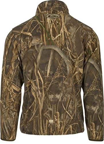 Drake Waterfowl MST Camo Camp Fleece 1/4 Placket Pullover (Medium, Realtree Max-7)2