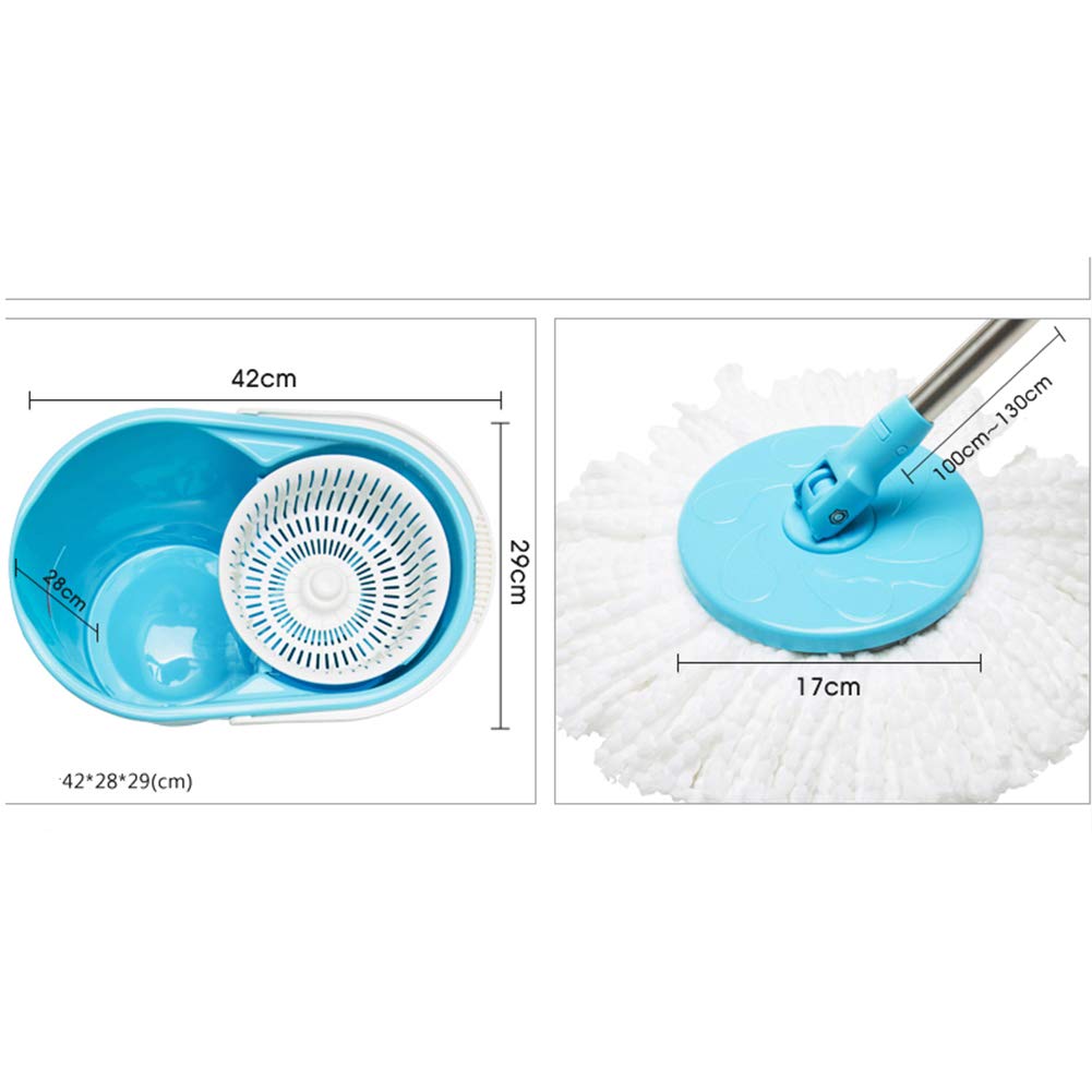 Axdwfd Wischmop Drehen Nass und trocken Handdruck Automatische Dehydrierung Putzeimer, Blau