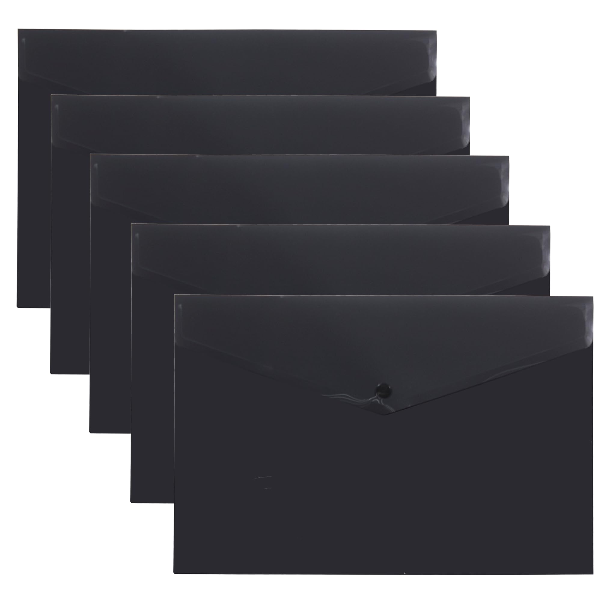 eco-eco A3 50% Recycled Black Press Stud Popper Wallet, Plastic Folders (Pack of 5) eco080_Black