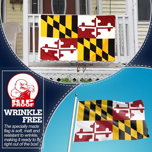 Drapeau du Maryland 3x5 double face solide et durable Anley MD