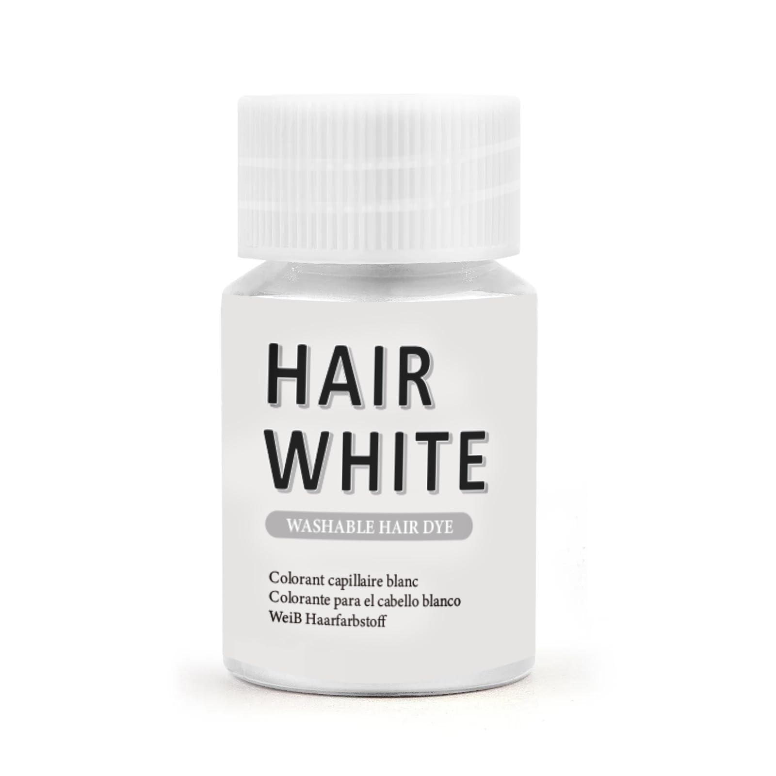 Makeup Hair White, Washable White Hair Dye for Cosplay, Halloween & Theatre - Non-Staining, Quick-Dry Formula, Idea for Dress Up Party, Santa Claus's beard White Hair Water