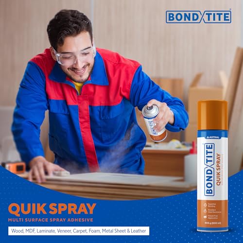 Image of Bondtite Quik Spray 500ml, High-Strength Sprayable Adhesive, Super-Fast Bonding for DIY Crafts, Household Repairs, Woodworking & More, Multi-Purpose & Heat Resistant up to 120C