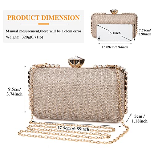 UBORSE Handtas voor dames, avondtas, clutch, ketting, schoudertas, glanzend, kleine tas voor vrouwen, meisjes, bruiloft, bruid, feesttas, zwart - Image 4