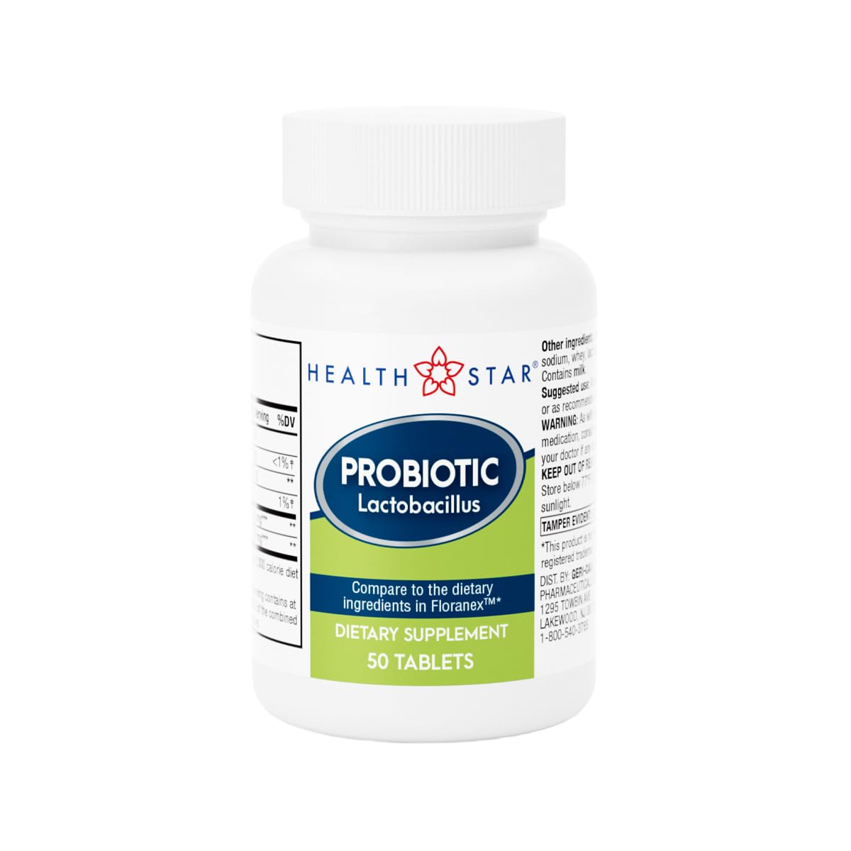 GeriCare Probiotic Lactobacillus, Support Digestive Health, Dietary Supplement Tablets, 50 Count (Pack of 1)