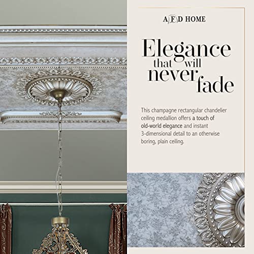 Image of Rectangular Ceiling Medallion or Fan Medallion, 94 Inches, Champagne Silver