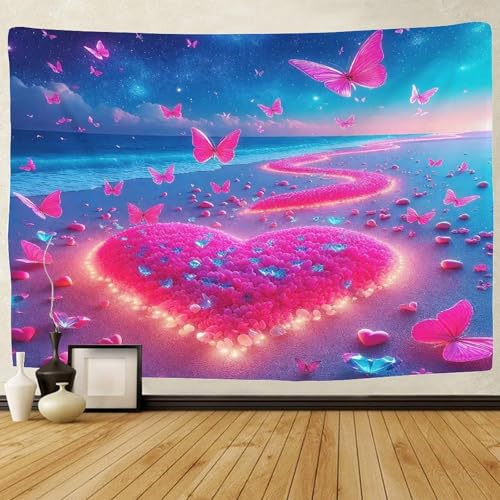 Tenture 3D fleurs d'amour pour chambre d'adolescent et grand salon 180x230cm