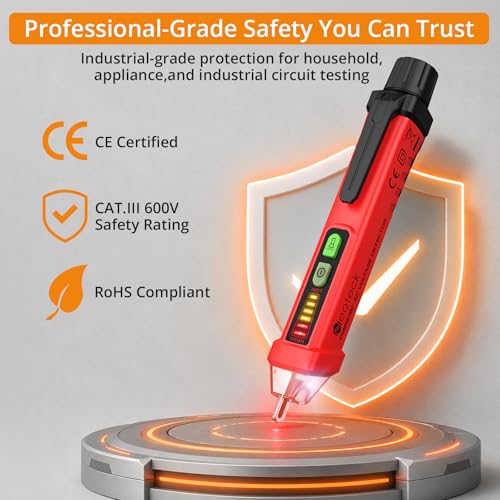 Image of Neoteck Voltage Tester 12-1000V AC NCV Detector with LED Flashlight | Identifies live and neutral wires with audible beeps and visual LED alerts for outlets, switches, and circuit breakers