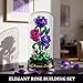HiWEEGO Flowers Building Set with LED Light & Cover - 3.6MM Purple Rose Valentines Day Gift for Her Girlfriend Wife 215 PCS Artificial Bouquet Botanical Collection Mini Building Block Toy Home Decors