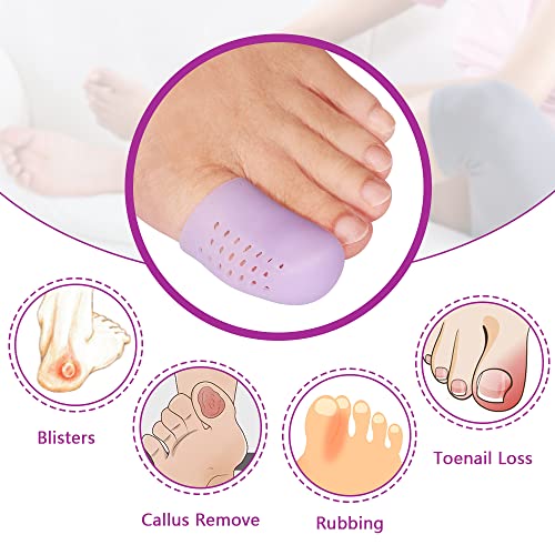 Image of Povihome 16 Pack Upgrade Gel Toe Protector Silicone Toe Caps Toe Sleeve Protectors, Prevent Pain Relief for Corns, Blisters (4 Pack Large Size + 8 Pack Medium Size + 4 Pack Small Size)