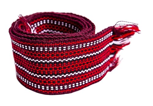 Ukraine Hand Woven Homespun Hutsul Belt Burgundy Red KRAYKA 5cm for Vyshyvanka