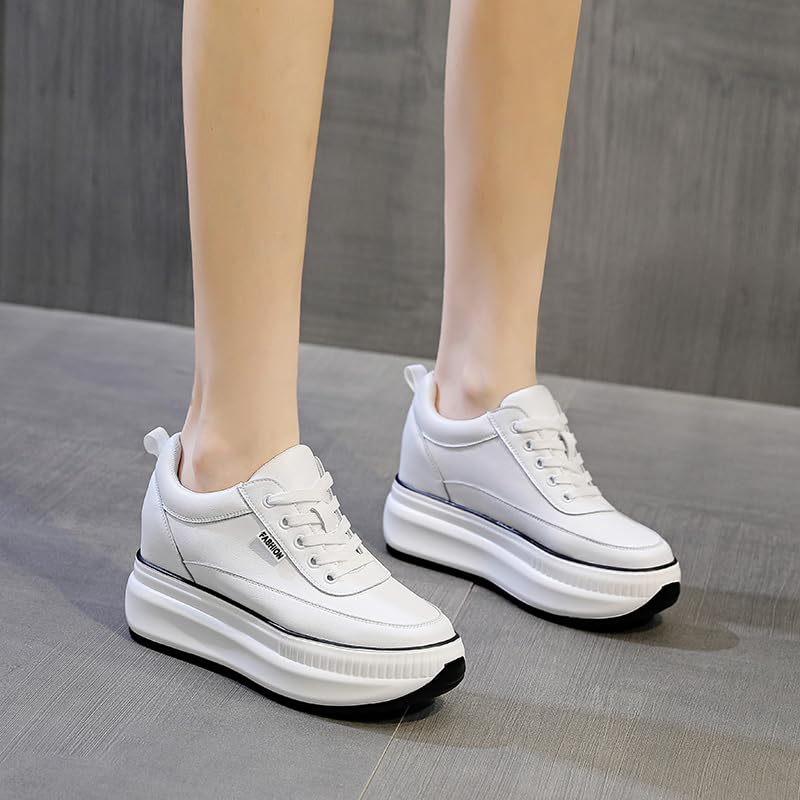 AONEGOLD Scarpe con Zeppa Donna Scarpe Casual con Plateau alla Moda Sportive Fitness Wedges Running Outdoor Sneakers Comode Sneakers Zeppa Interna 8CM