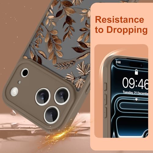 Coque iPhone 17 Pro Max MagSafe antichoc marron motif feuille de 17 cm - 2