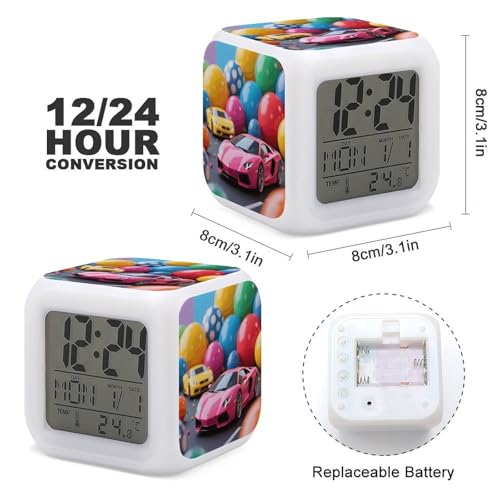 Reloj despertador de coches infantil digital con termometro y luces LED para habitacion 3