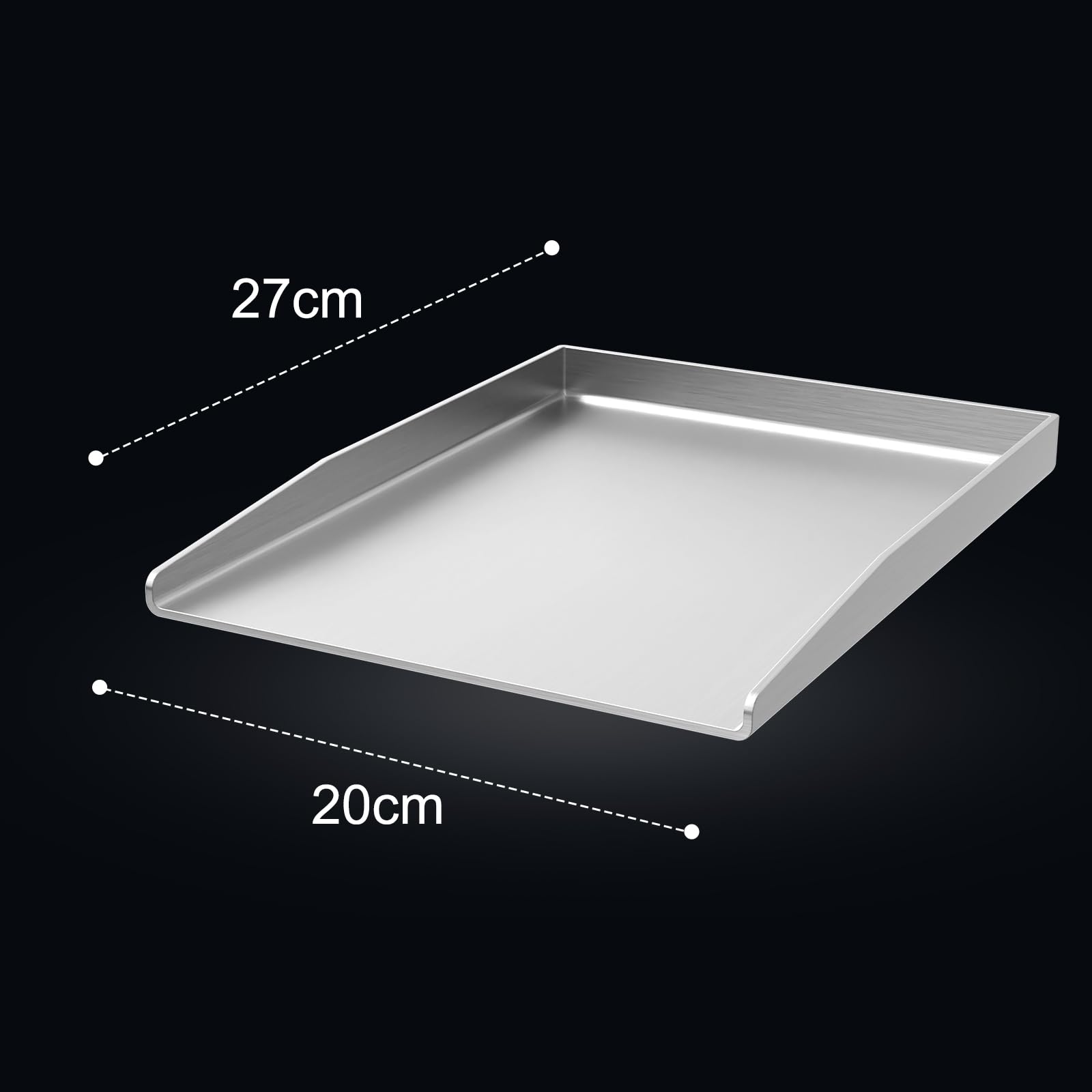 Piastra universale Plancha in acciaio inox, 27 x 20 cm, universale, adatta per barbecue a gas Weber e barbecue a carbonella, rettangolare, massiccia