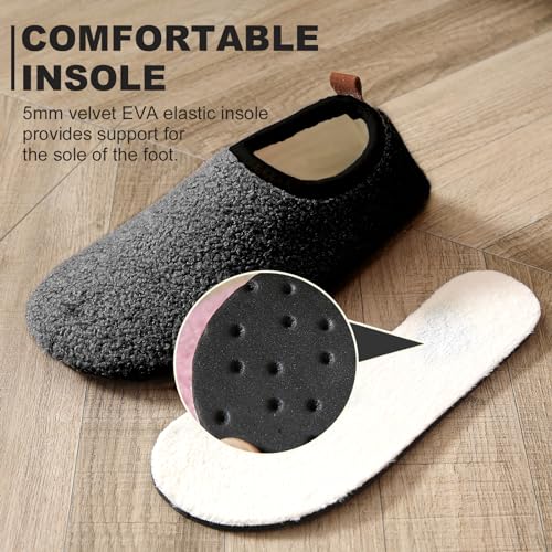 sazujinwu Women's House Shoes Fuzzy Fur Slippers Casual Non Slip Men's Barefoot Slipper Socks Warm Closed Lightweight and Breathable Indoor Outdoor Shoes4