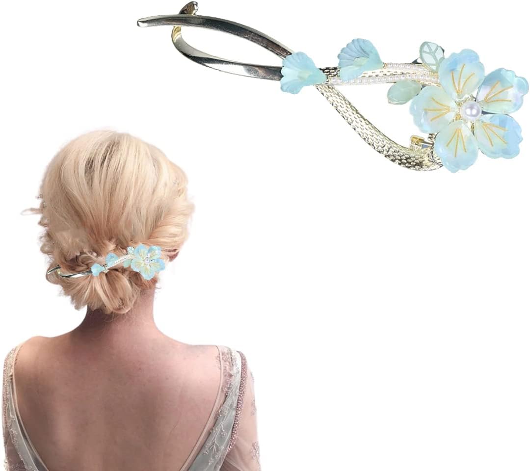 hair stick, French Twist N Clip,Slide Barrettes, Hair Clip,Bun Fixing Hairpins,Flower One-Word Hairpin Hair Clips Accessories for Women Girls(Style 1)