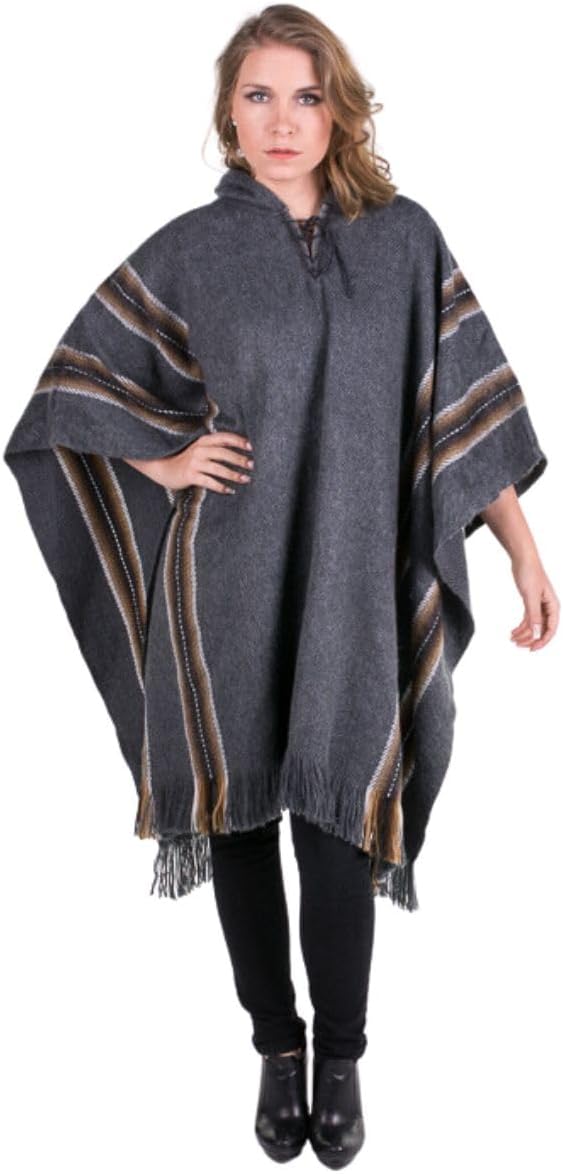 Genuine Alpaca Poncho for Women Shall Knitted Wrap Cape
