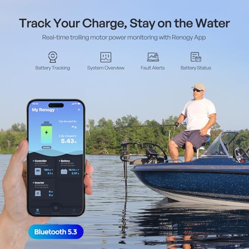 Image of Renogy 12V Lithium Trolling Motor Battery, 100Ah Group 24 LiFePO4 Battery Bluetooth 5.3 150A BMS Surge Protection IP67 Waterproof 5000+ Deep Cycle Marine Battery for Boat Solar System Yacht RV 2 Pack