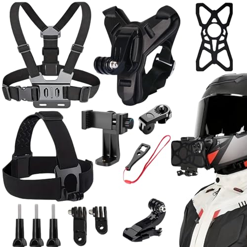 Accesorios para cámaras de acción,Kit de accesorios para cámaras de acción - Accesorios para cámara Clip para teléfono con correa para el pecho para ciclismo | Kit de soporte de cámara de acción estab