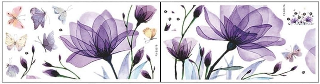 Flower Wall Stickers Purple Flowers Butterfly Wall Stickers Bedroom Living Room Home Beautification Decorative