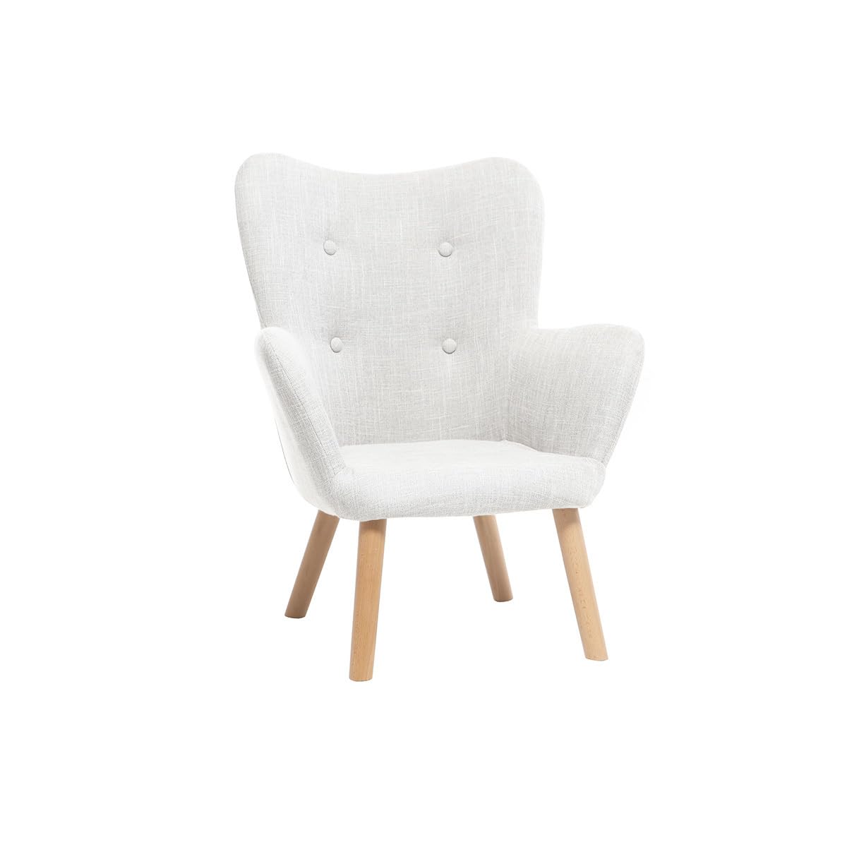Fauteuil enfant scandinave en tissu gris polaire et bois clair BABY BRISTOL