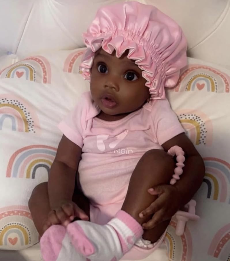 Image of AKISS Baby Infant Newborn Toddler Satin Silk Hair Bonnet for Baby Girl Boy Sleeping Kids Cap Hat
