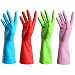 Set of 4 Pairs - ZICOME Reusable Waterproof Household Gloves for Kitchen Dish Washing Laundry Cleaning, Medium (4 Colors)