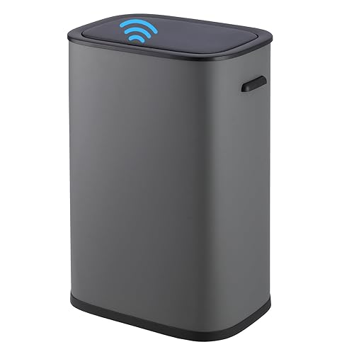 WELYFE Bote de basura de 13 galones con tapa, tapa activada por sensor para el hogar, oficina, delgado ahorro de espacio, batería no incluida, color