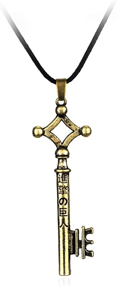 Attack on Titan Eren Jaeger Key Pendant Necklace Gold Metal Black Leather Attack on Titan Shingeki No Kyojin Eren's Key Necklace