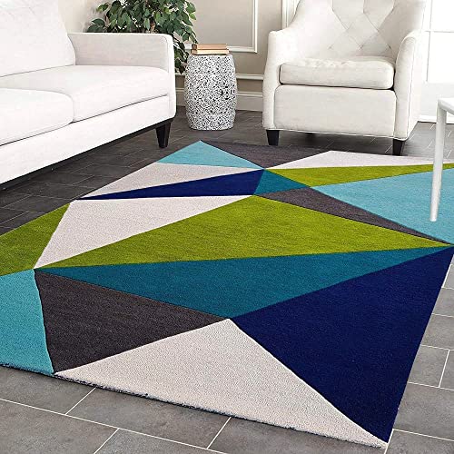 Image of Modern Super Soft Carpet Geometric Handmade Woolen Carpet for Living Room Bedroom and Hall Rugs (Color Multi A Size 3 X 5 Feet)