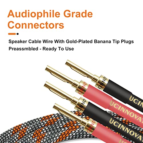 VVFLED 2 Pack 3m Bi-Wire Speaker Cable, Home Theater Premium Cable With Gold-Plated Banana Tip Plugs - Image 2